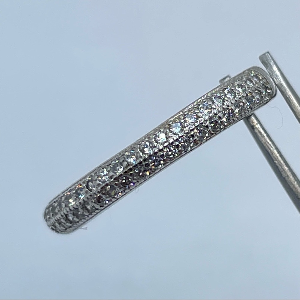 925 Sterling Silver CZ Half Eternity Band Ring Minimalist Stackable Sz 4